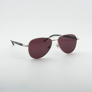 Montblanc MB0345S 002 Sunglasses Silver Aviator Frame, Violet Lenses